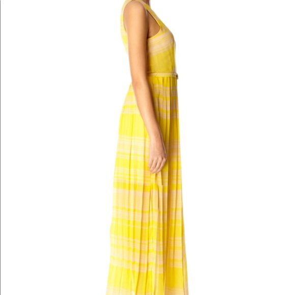 French Connection London Rock Yellow Pleated Maxi Dress – Size 8 - Picture 8 of 9